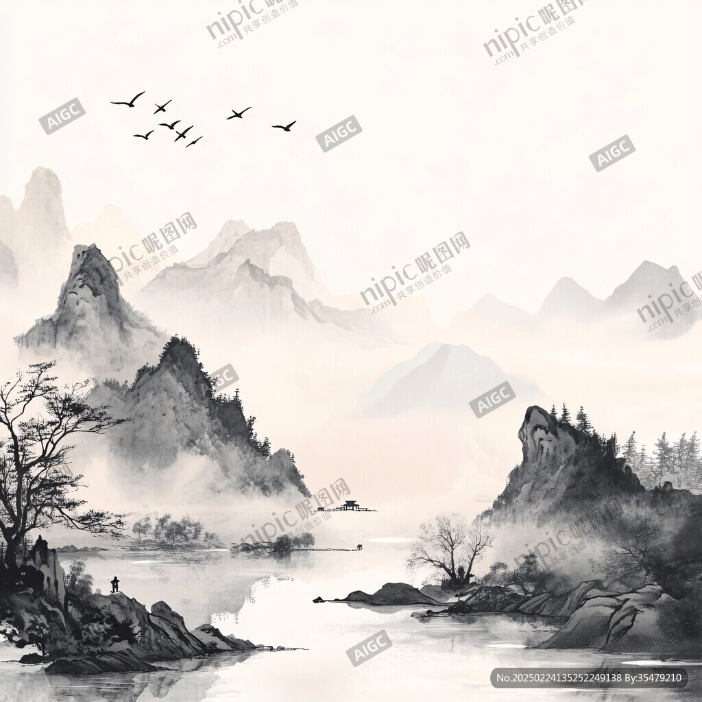 诗意古风水墨山水