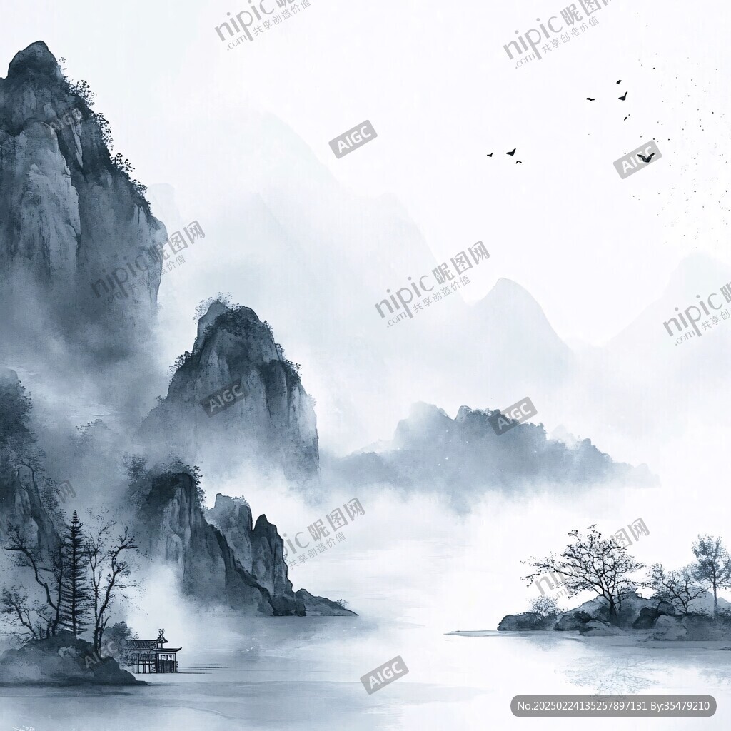 诗意古风水墨山水