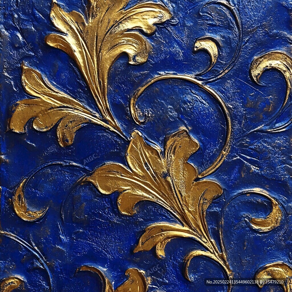 霁蓝描金花纹