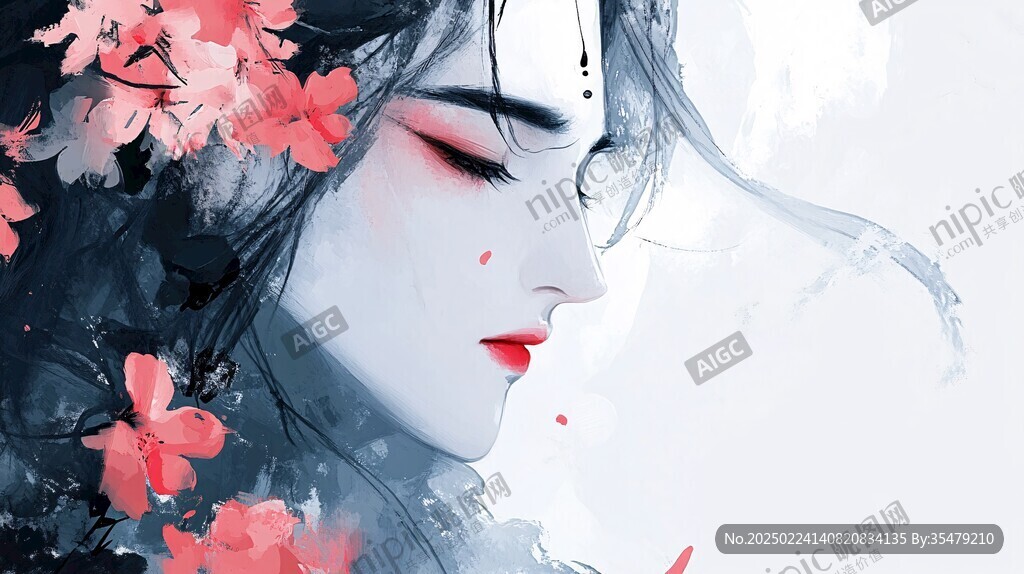 古风美女头像插画封面