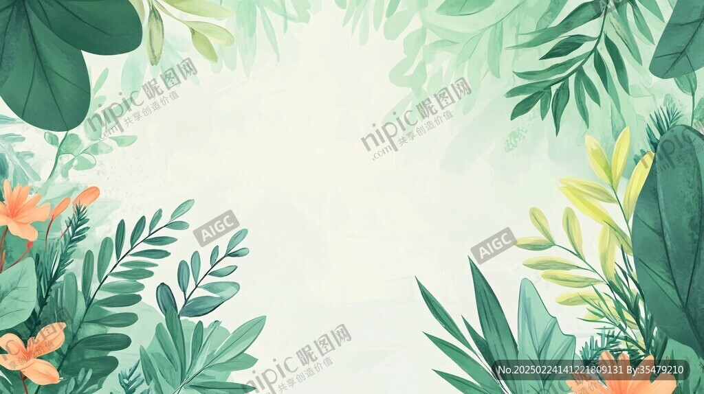 植物背景扁平插画