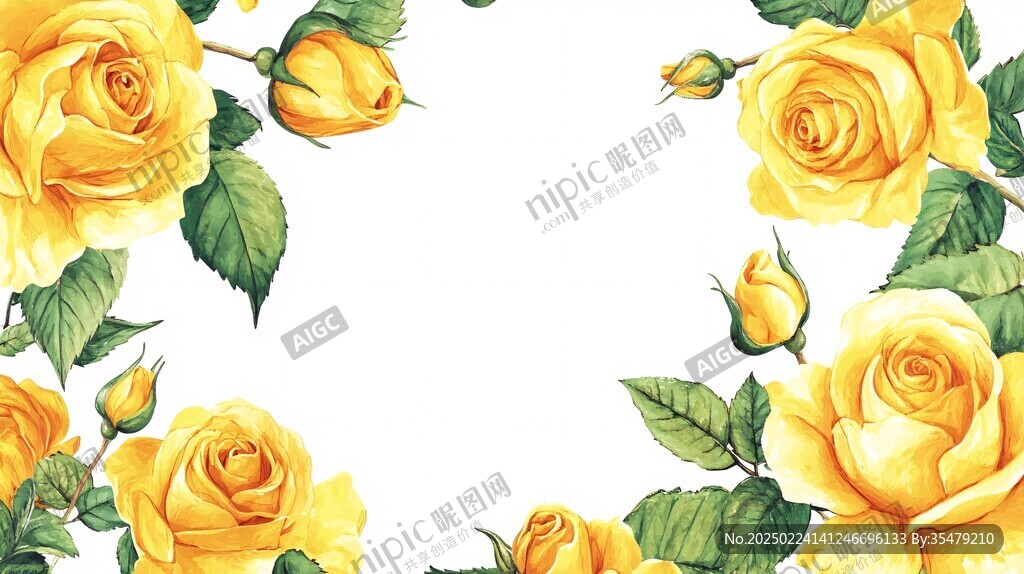 黄色玫瑰插画