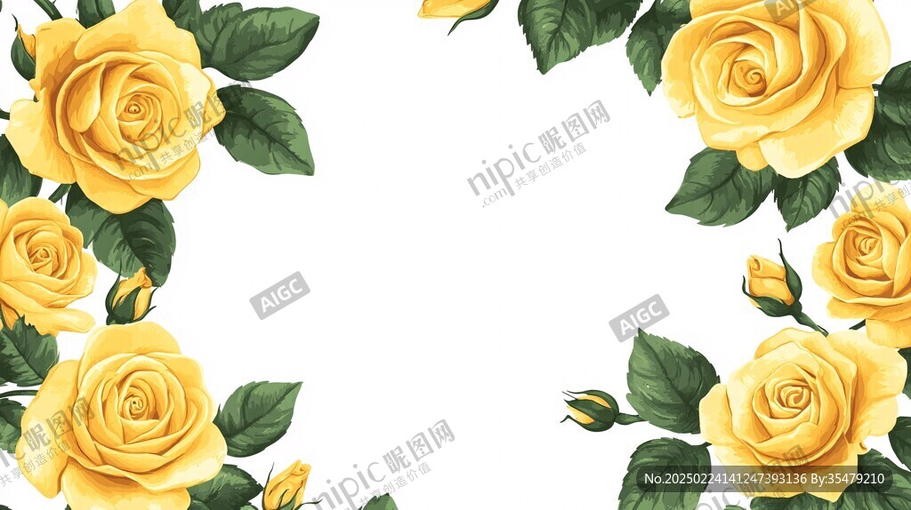 黄色玫瑰插画