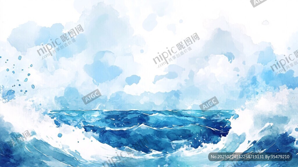 插画海平面