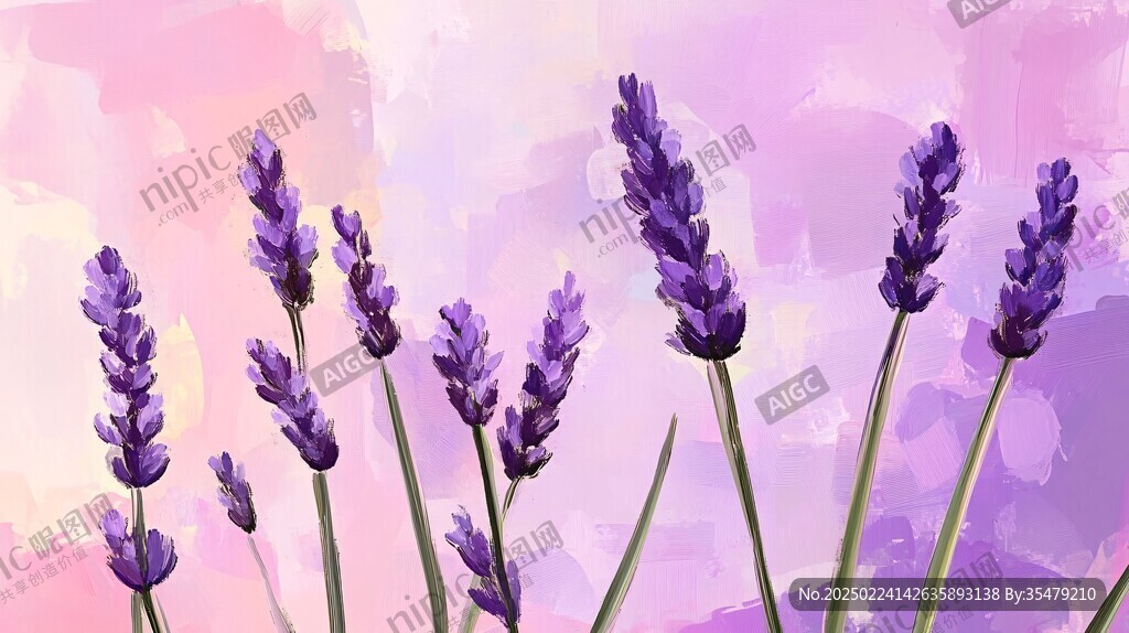 彩绘唯美薰衣草挂画