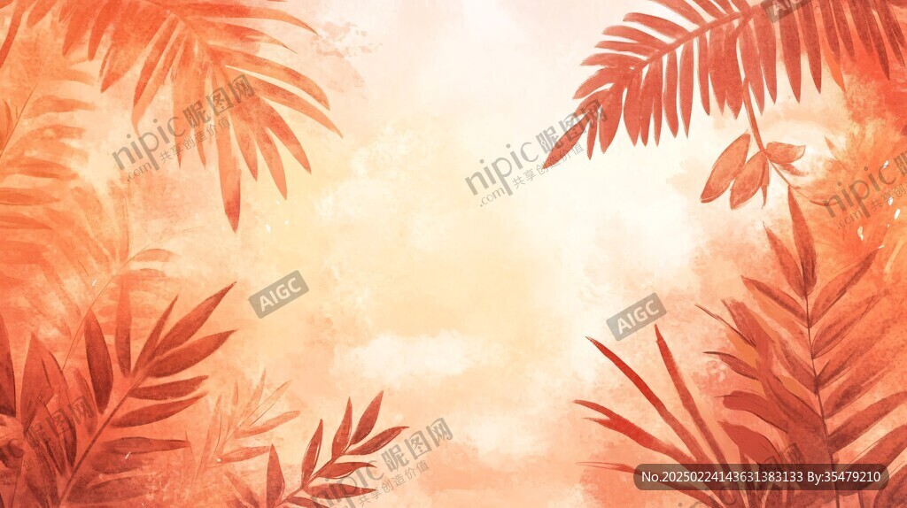 森系粉橙色花朵背景