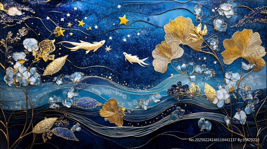 轻奢金线花鸟图