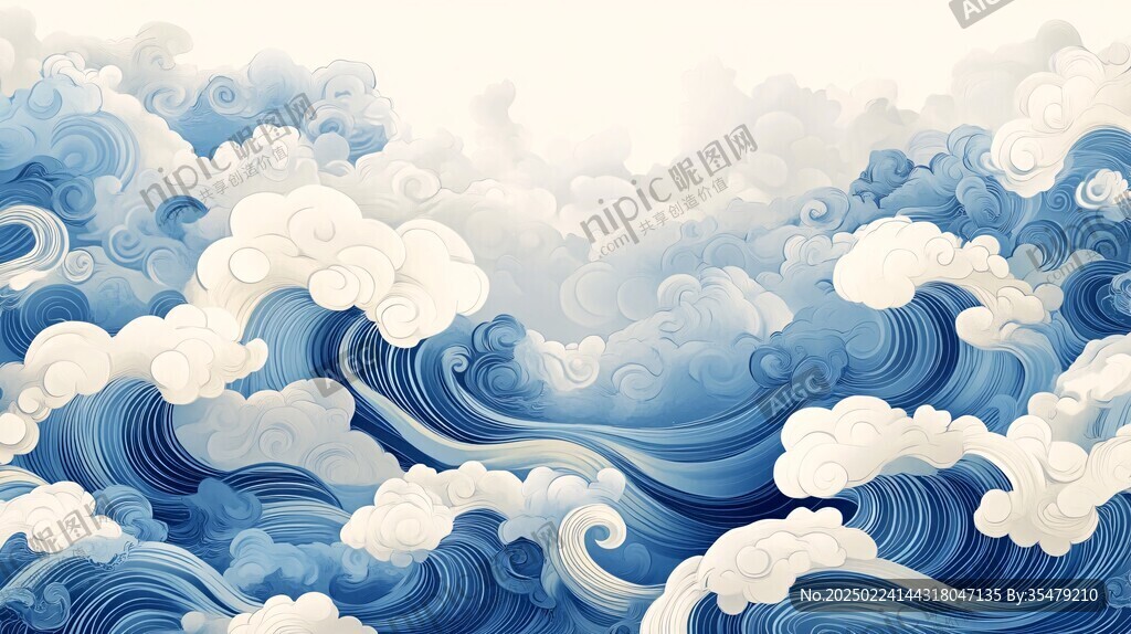 海浪云纹浪花背景