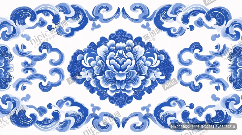 青花瓦素材花型