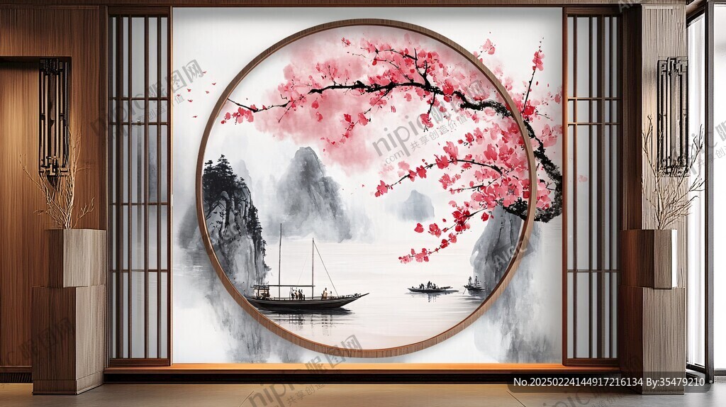 梅壁画墙纸