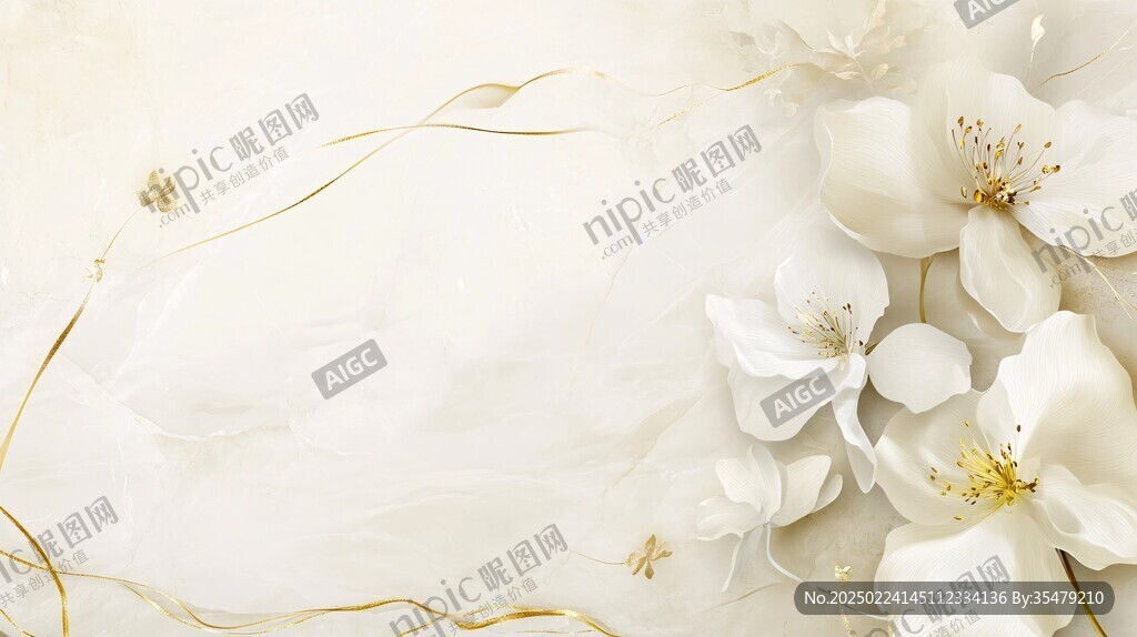 高精手绘黄金拉丝花卉