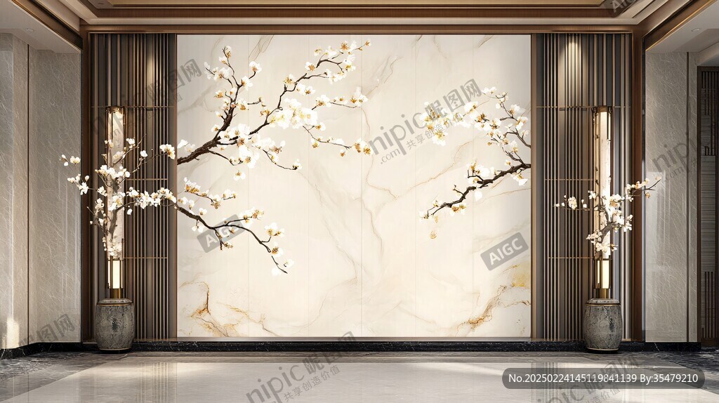 梅花轻奢背景墙
