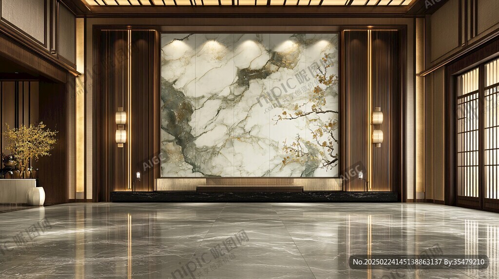 新中式大理石背景墙