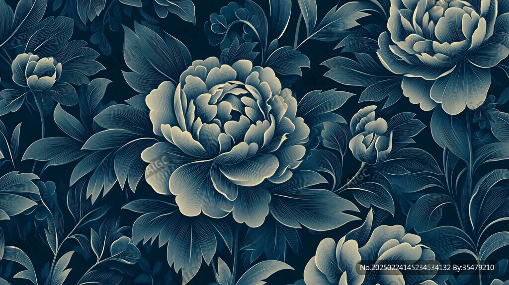 牡丹青花图案