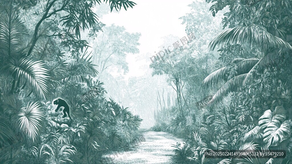 热带雨林手绘