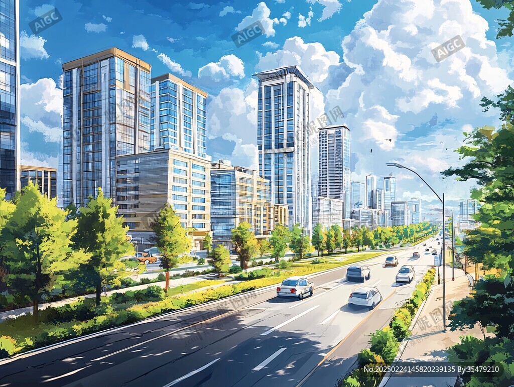 道路透视效果图