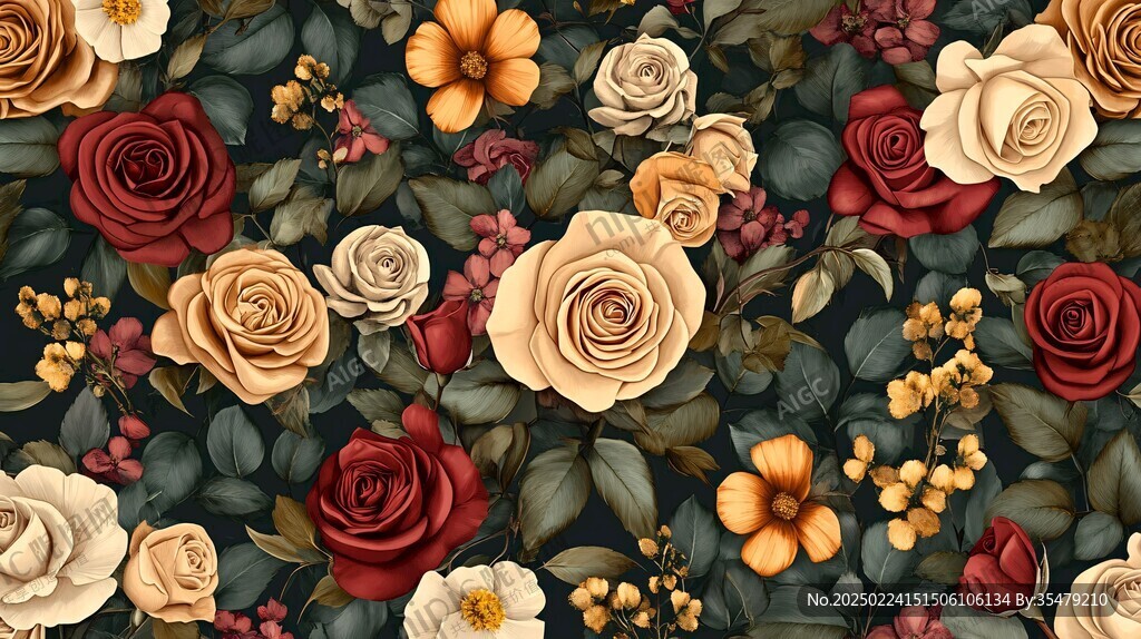 3d浮雕缤纷花卉