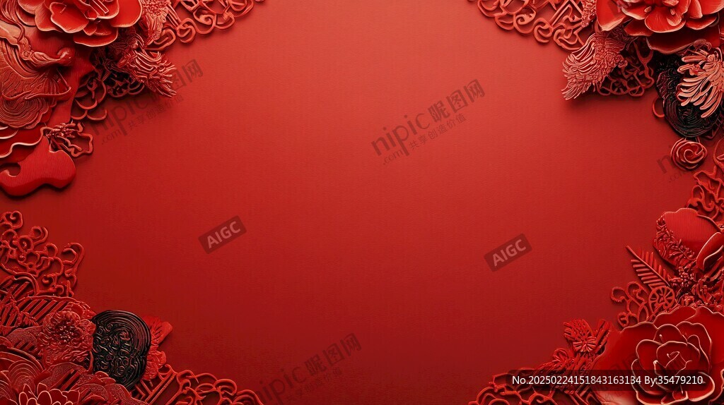 春节新年红色物料背景