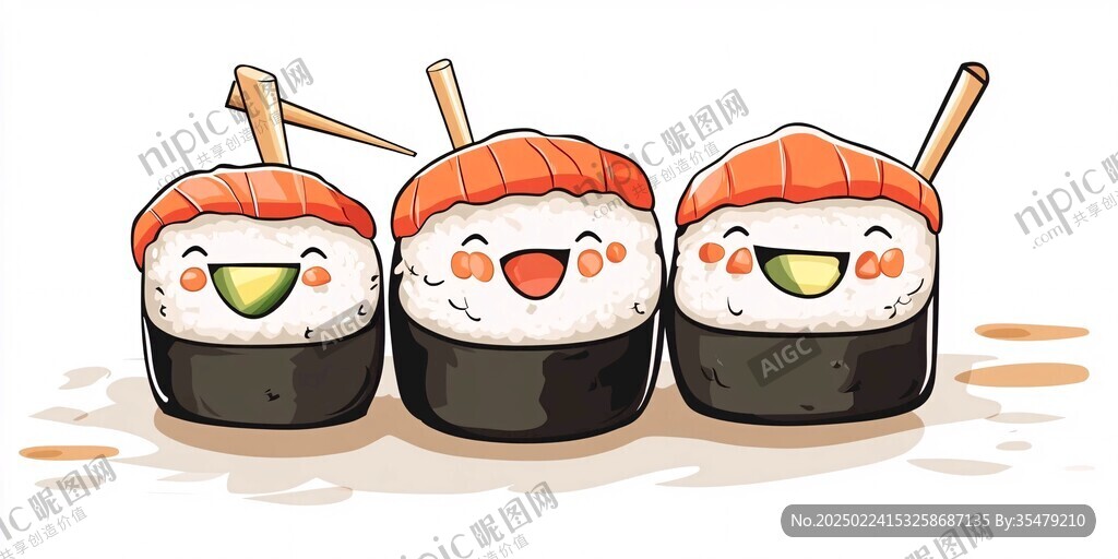 手绘卡通寿司