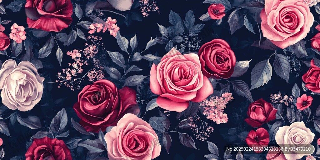 黑红玫瑰花背景墙