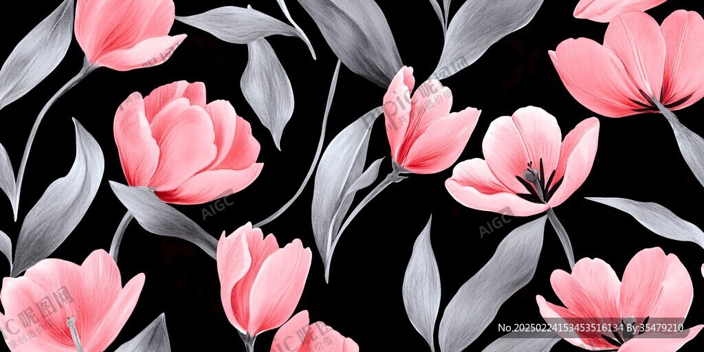 郁金香插画图案