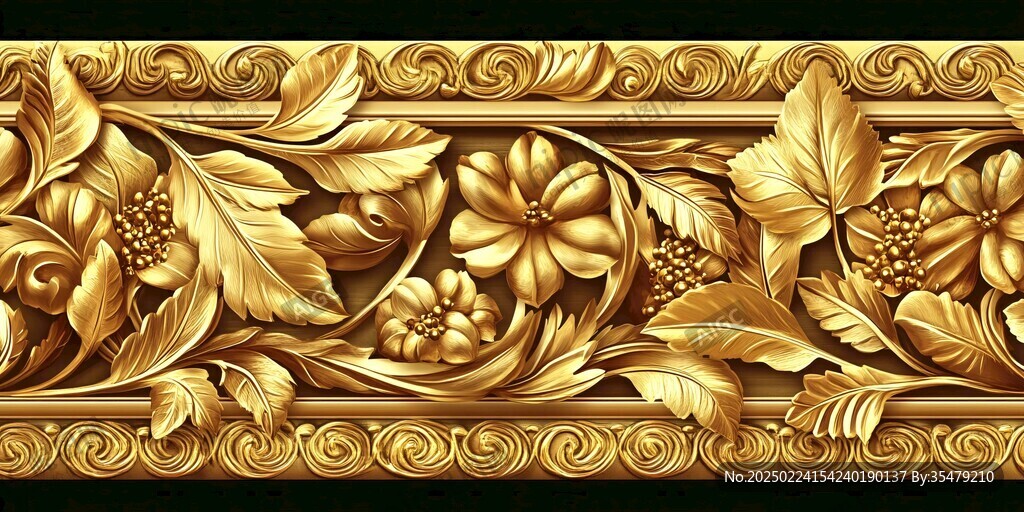 金色花卉浮雕