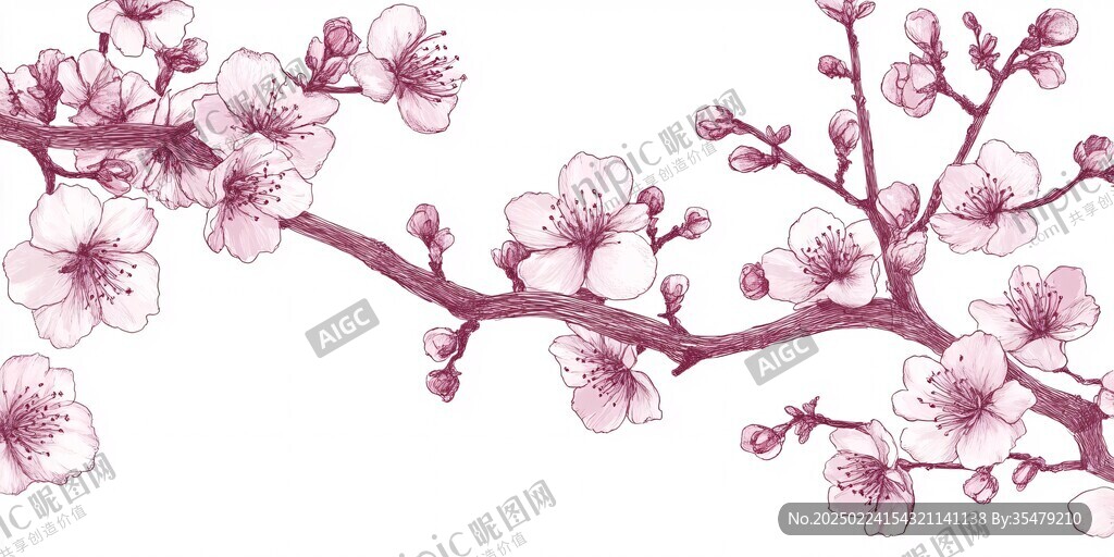 手绘花卉手绘桃花