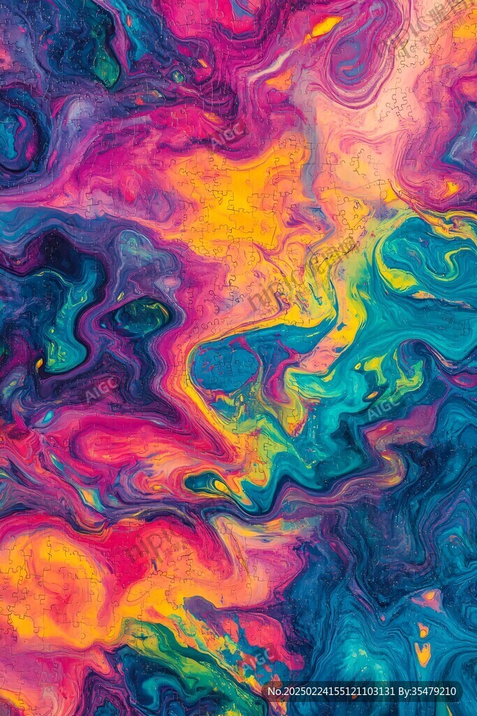 肌理彩色流体装饰画