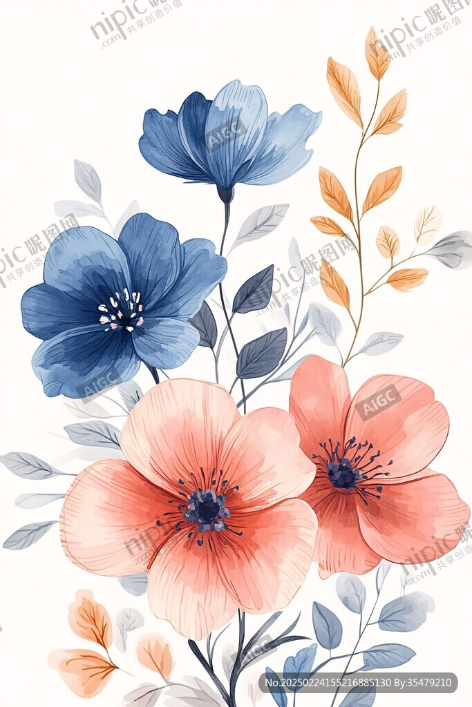 高清花卉插画