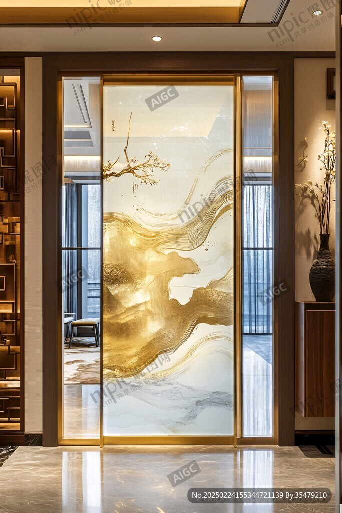 巨幅意境山水玻璃屏风