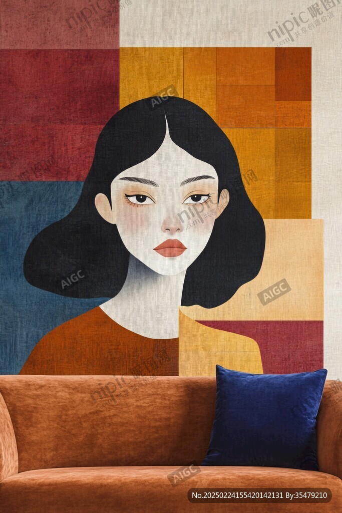 人脸色块拼接装饰画