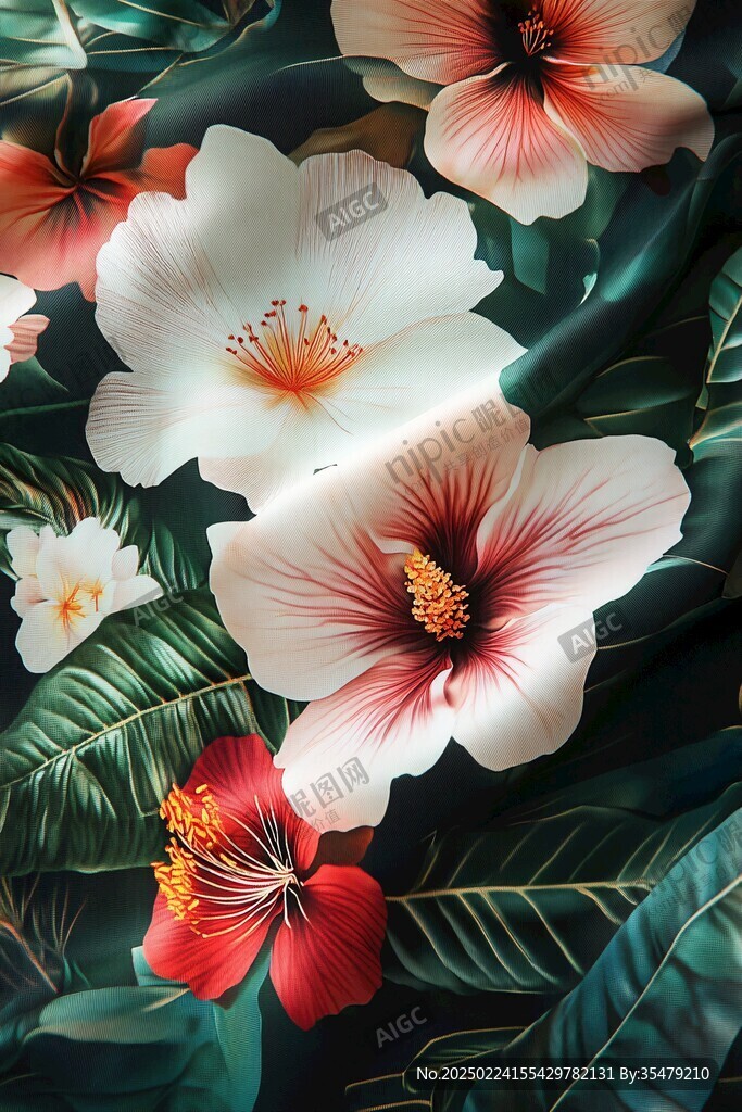 3d浮雕缤纷花卉