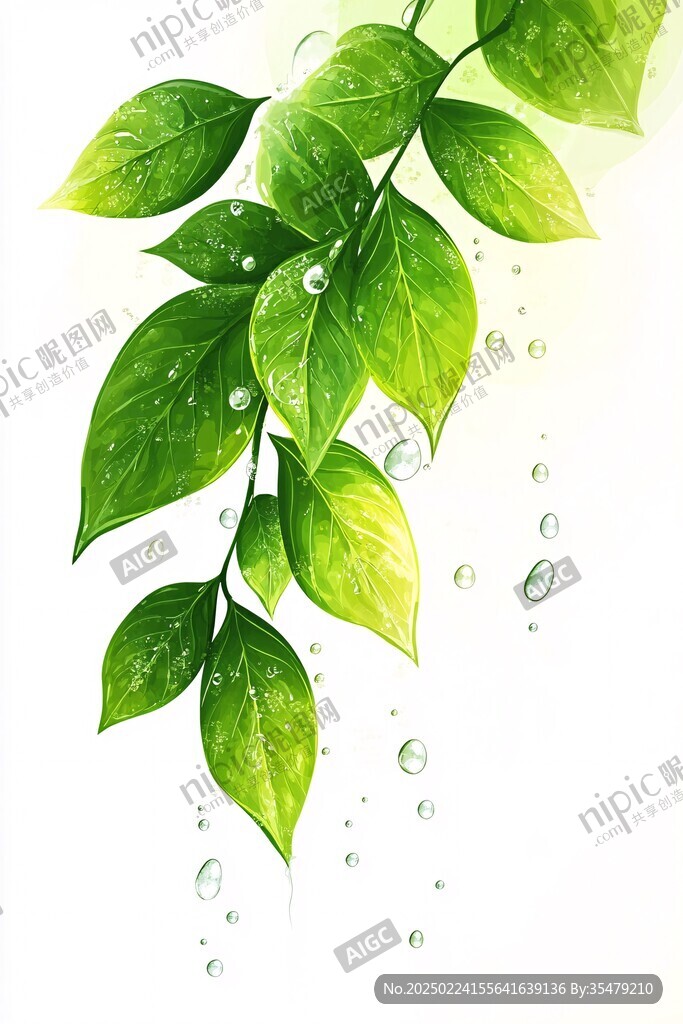 水珠绿叶环保素材