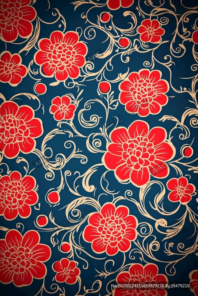 蓝底花纹底纹