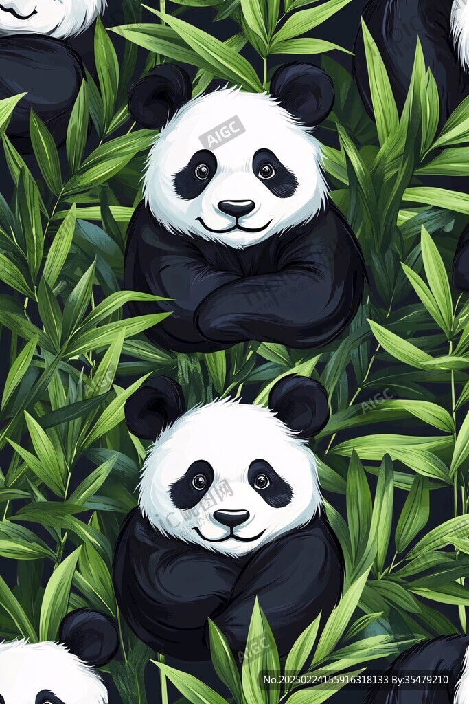 原创熊猫插画图案