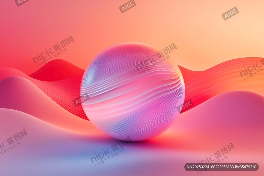 粉色球体简约抽象背景