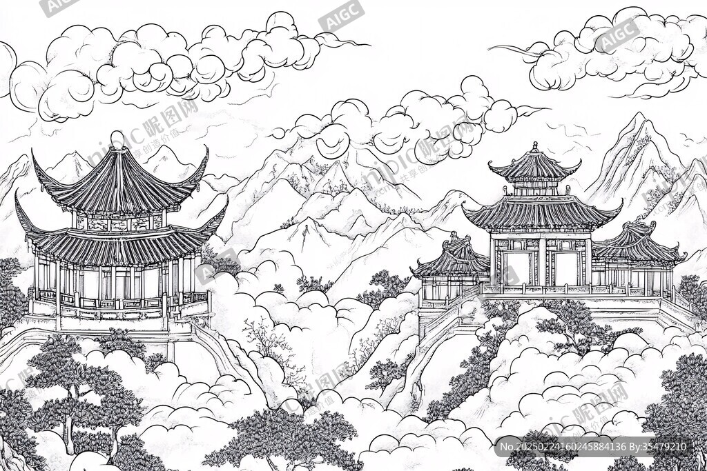 天尊阁线稿