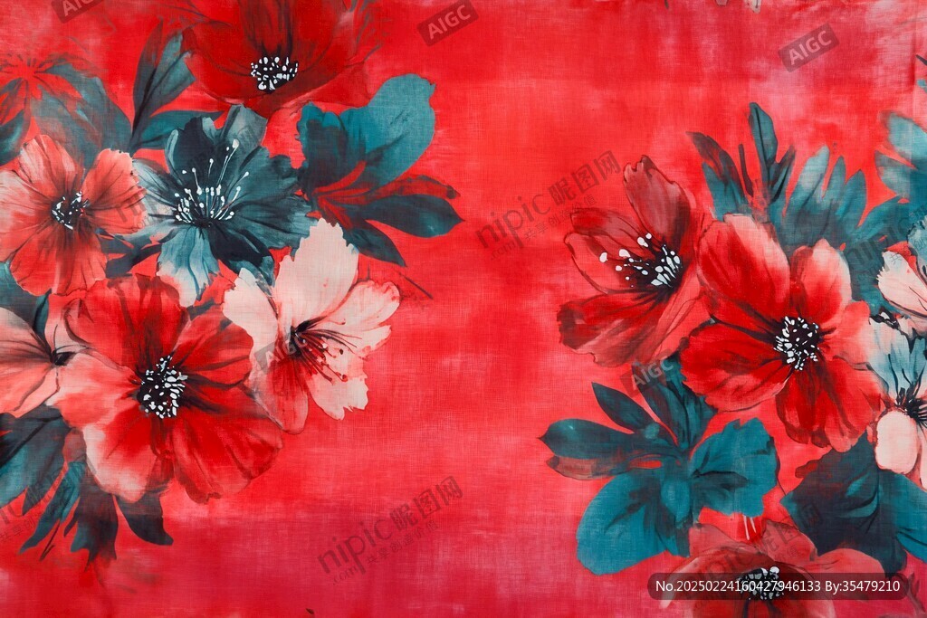 红色鲜花壁画
