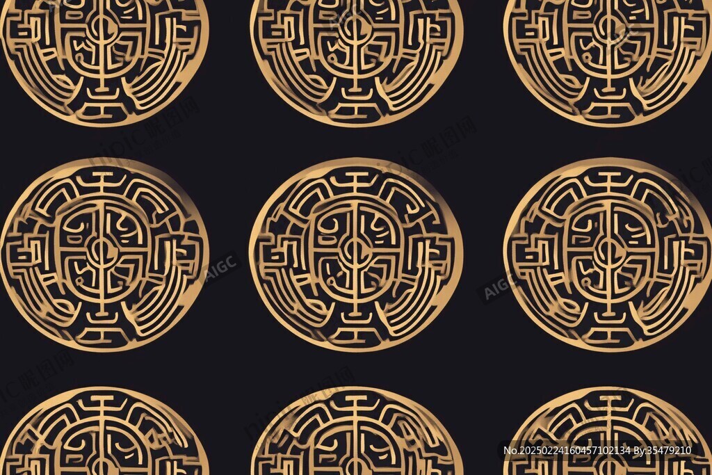 蒙古族喜图案设计金色