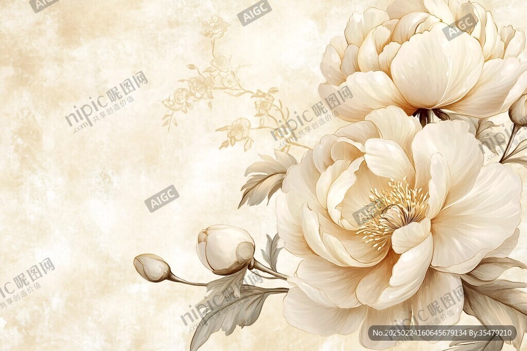 牡丹花壁画壁纸