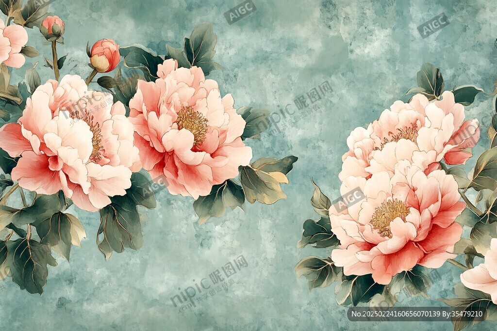 牡丹花壁画壁纸