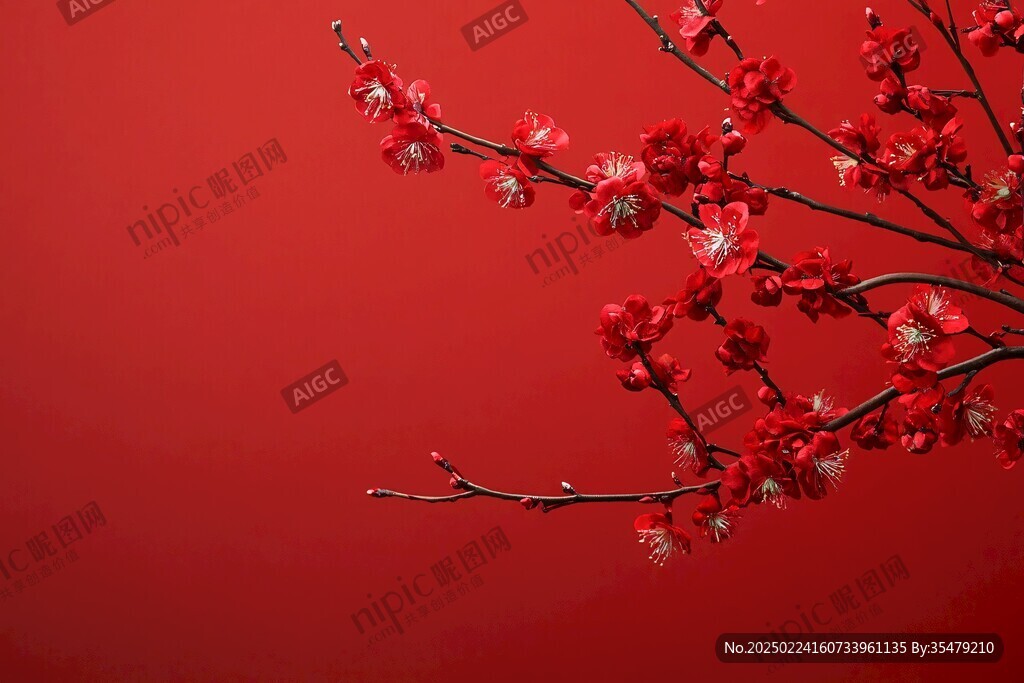 红底梅花