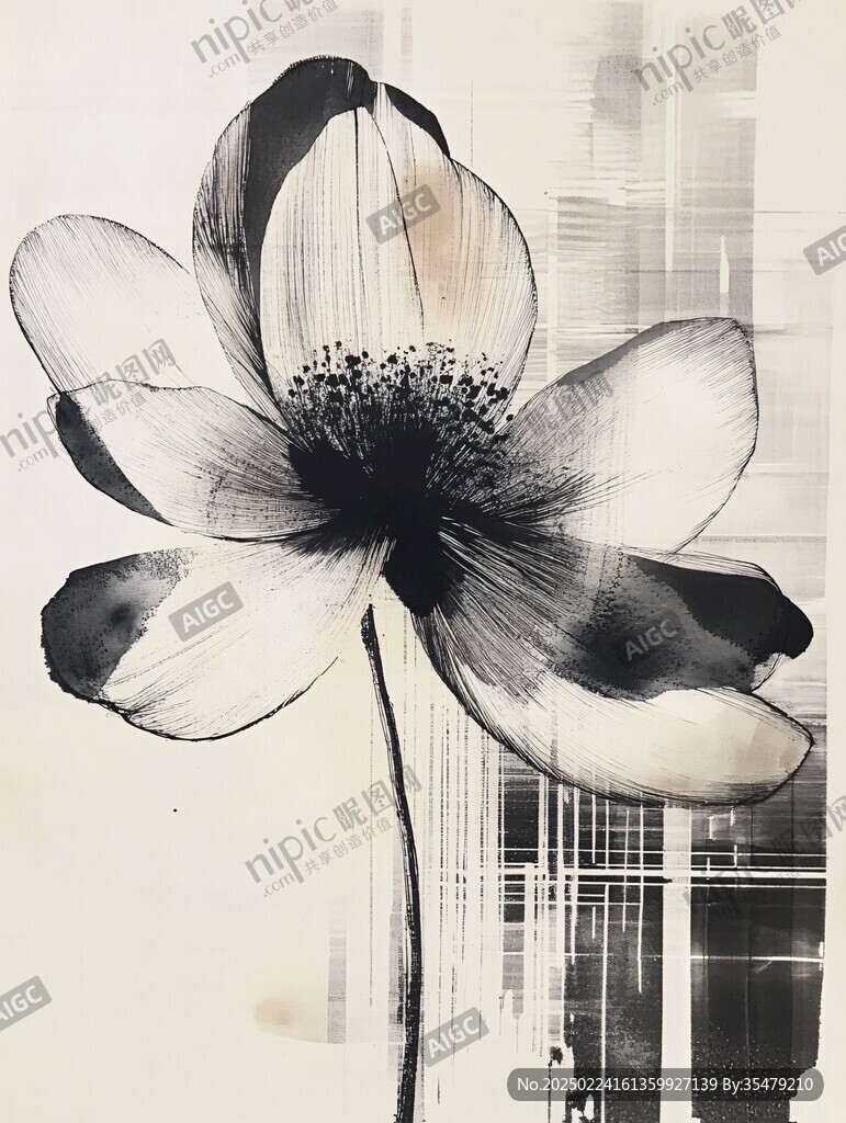 高档手绘荷花抽象油画