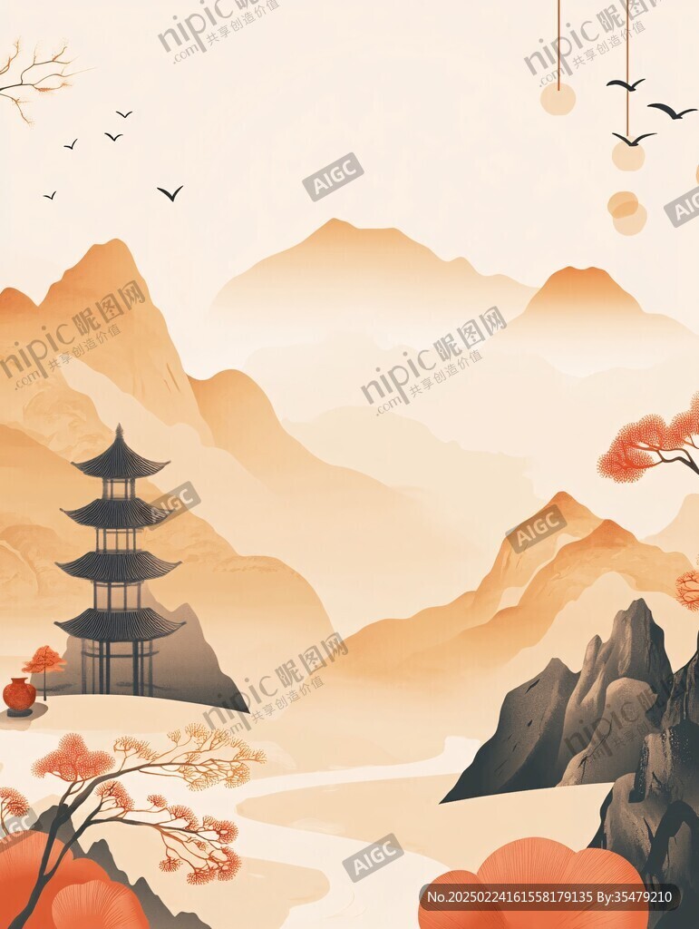 复古山水简约