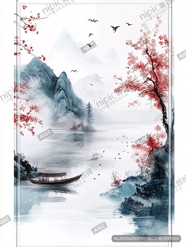 移门山水装饰画