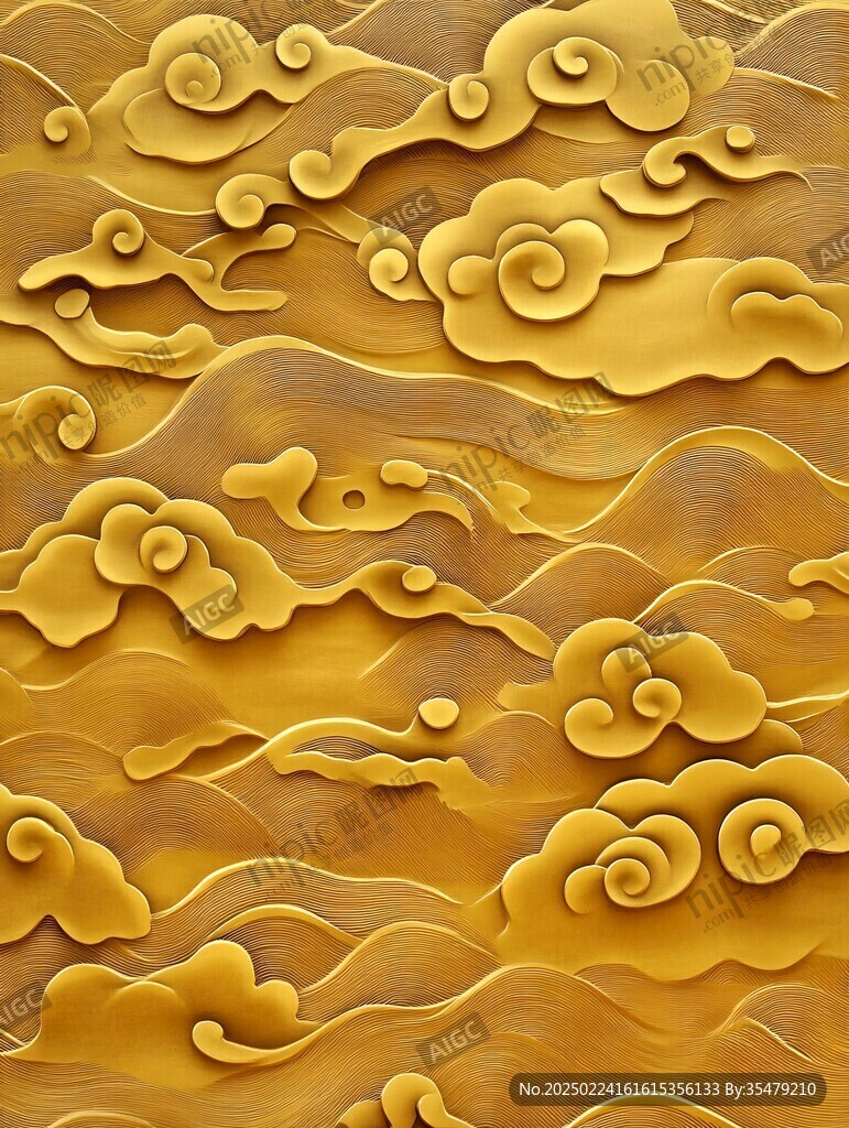 金色云纹浮雕