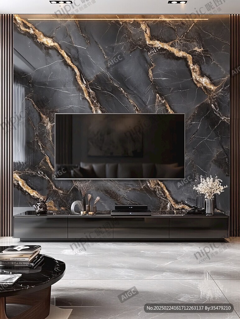 黑金高档大理石背景墙