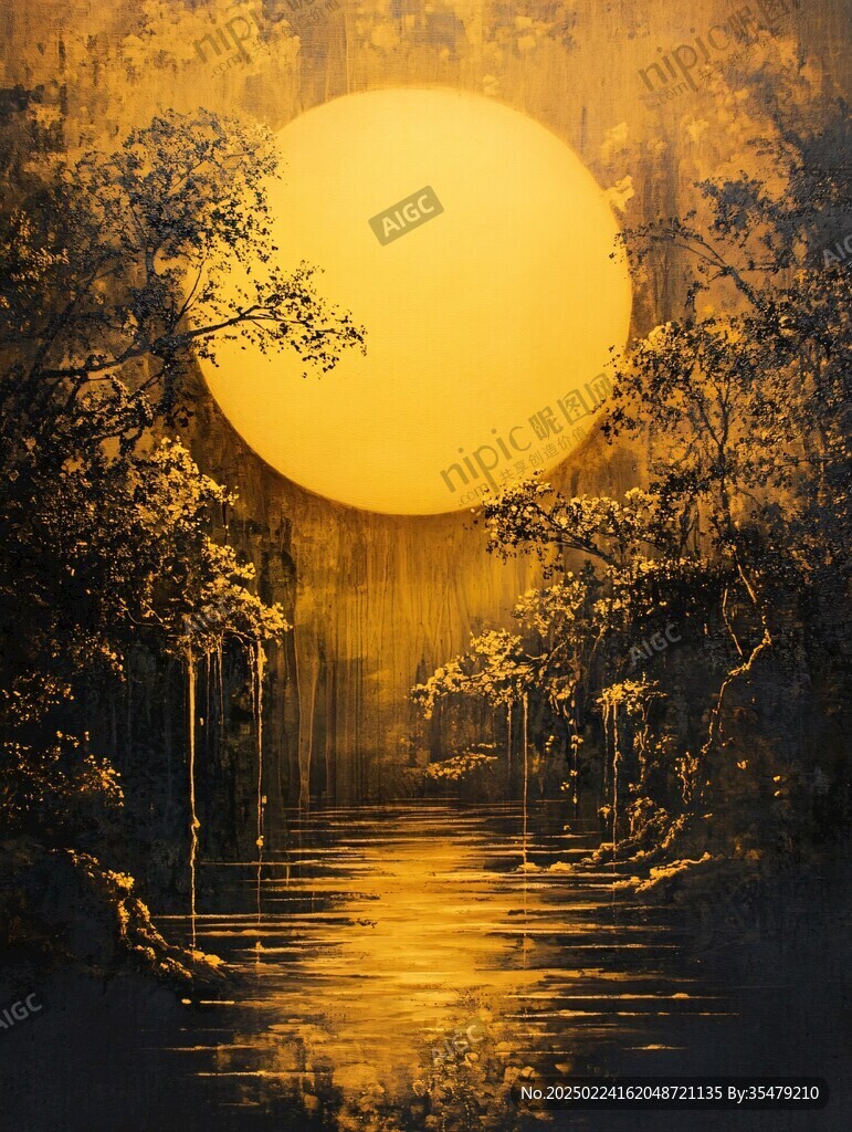 月色夜色梦幻森林背景
