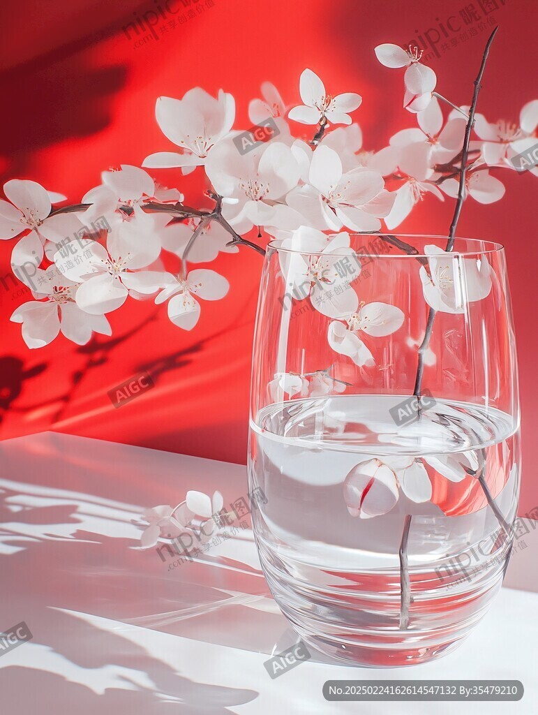 红酒杯花枝