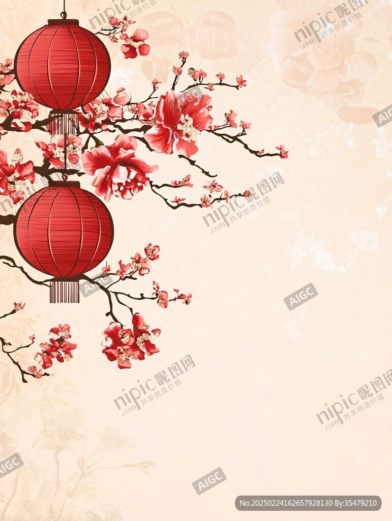 灯笼梅花背景图